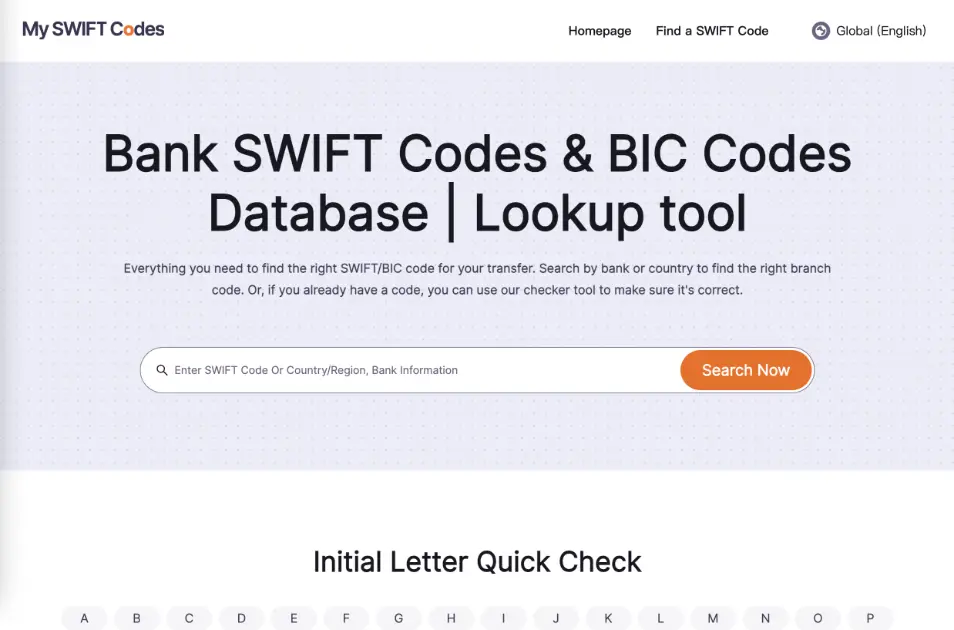 Bank SWIFT Codes & BIC Codes Database product image