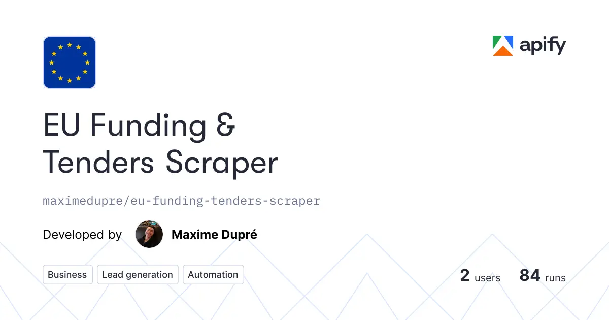 EU Funding And Tenders Scraper product image