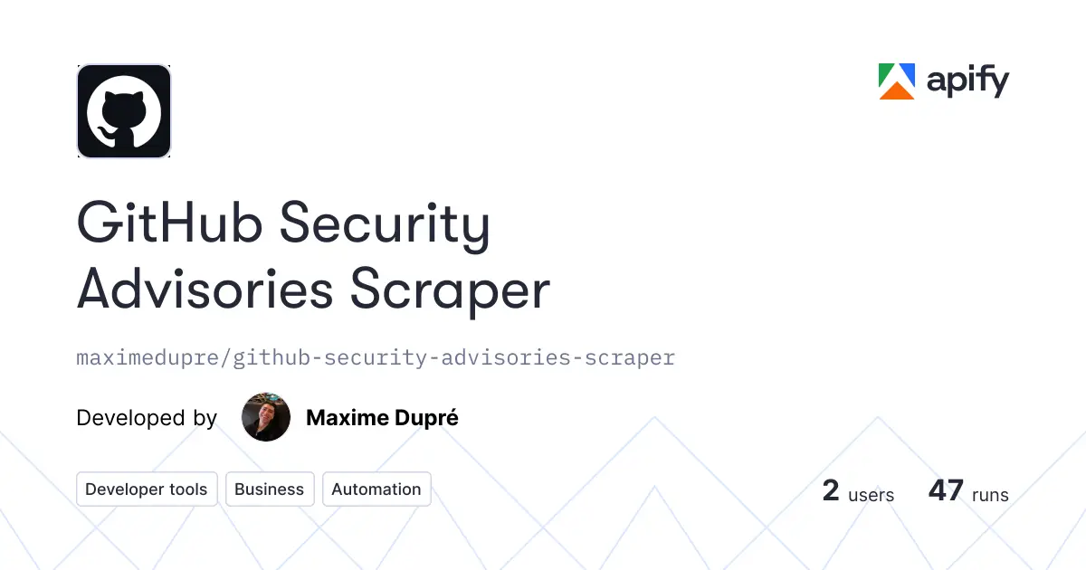 GitHub Security Advisories Scraper product image